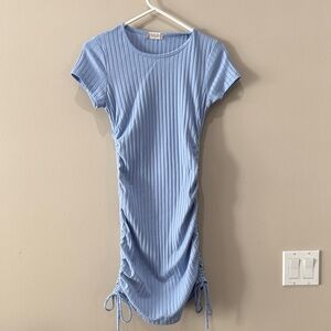 Altar'd State Light Blue Ribbed Side Tie Mini Dress in size M
